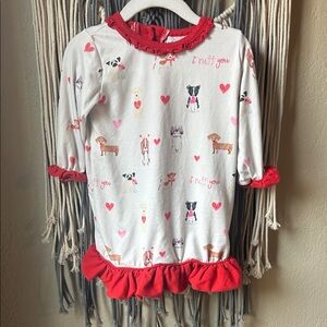 Cute Dog Print Nightgown with Red Accents